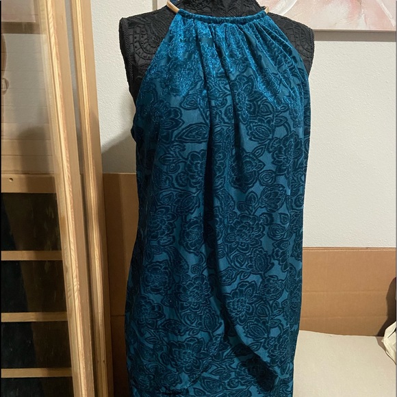 KENSIE Teal Velvet Print Mini Sheath 12. NWT - Picture 4 of 6